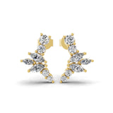 Marquise Round Cut 0.79Ct Lab Grown Diamond Stud Earrings 14K Fine Gold