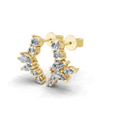 Marquise Round Cut 0.79Ct Lab Grown Diamond Stud Earrings 14K Fine Gold