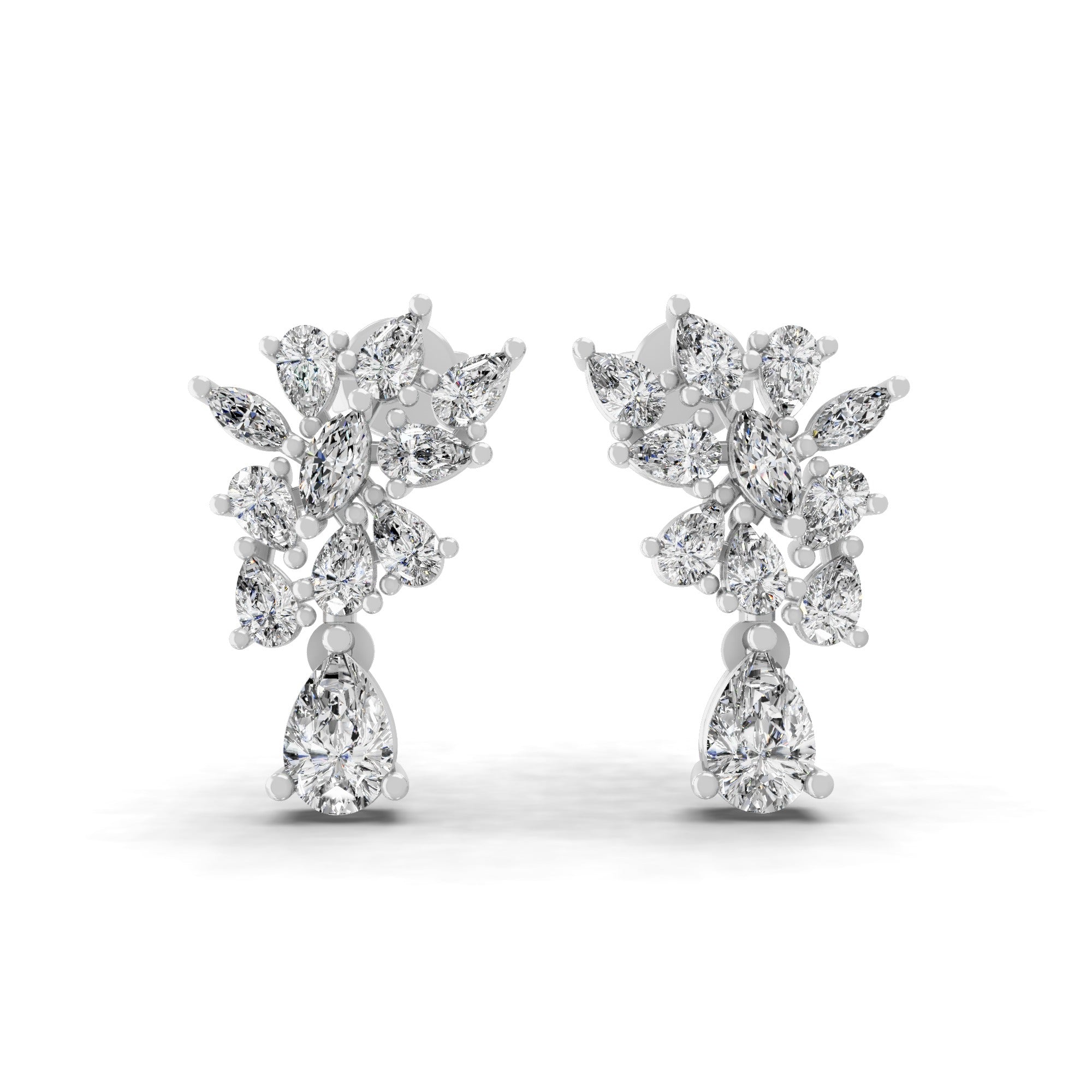 Radiant Fine Gold 1.69Ct Pear Marquise Cut Dangle Earrings Lab Grown Diamond