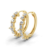Multi Shape Lab Grown Diamond 14K Fine Gold 1.30Ct Hoop Earrings
