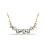 Floral Cluster Design Lab Grown Diamond 1.58Ct 14K Fine Gold Chain Necklace