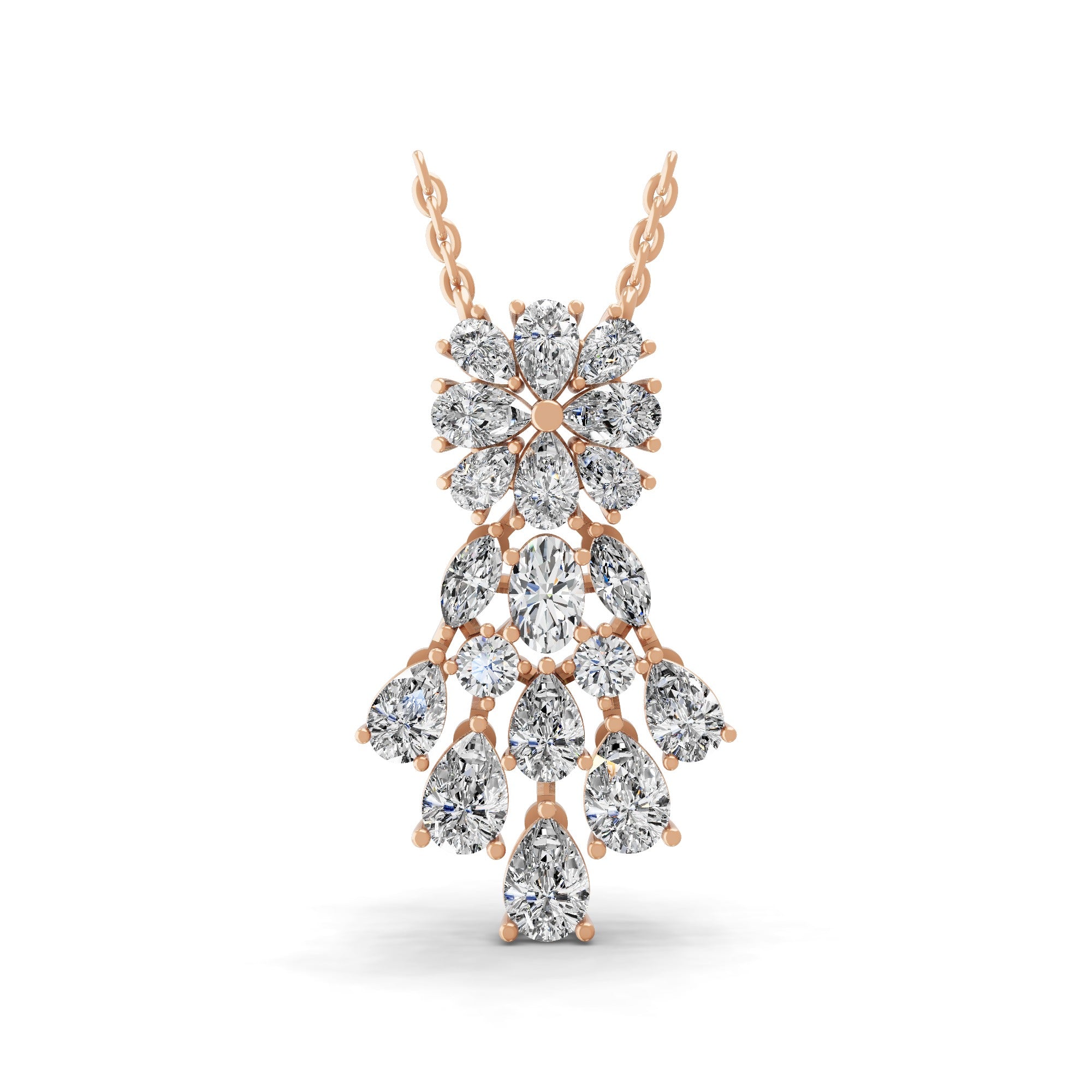 4.61 Ct Lab Grown Multi Stone Diamond White Gold Charm Pendant