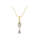 Graduated Style Pendant Necklace Lab Grown Diamond 0.84Ct 14K Fine Gold