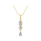 Multi Stone Art Dec Pendant Necklace 14K Fine Gold Lab Grown Diamond
