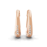 Flush Setting Huggie Hoop Earring 0.09Ct Lab Grown Diamond 14K Fine Gold