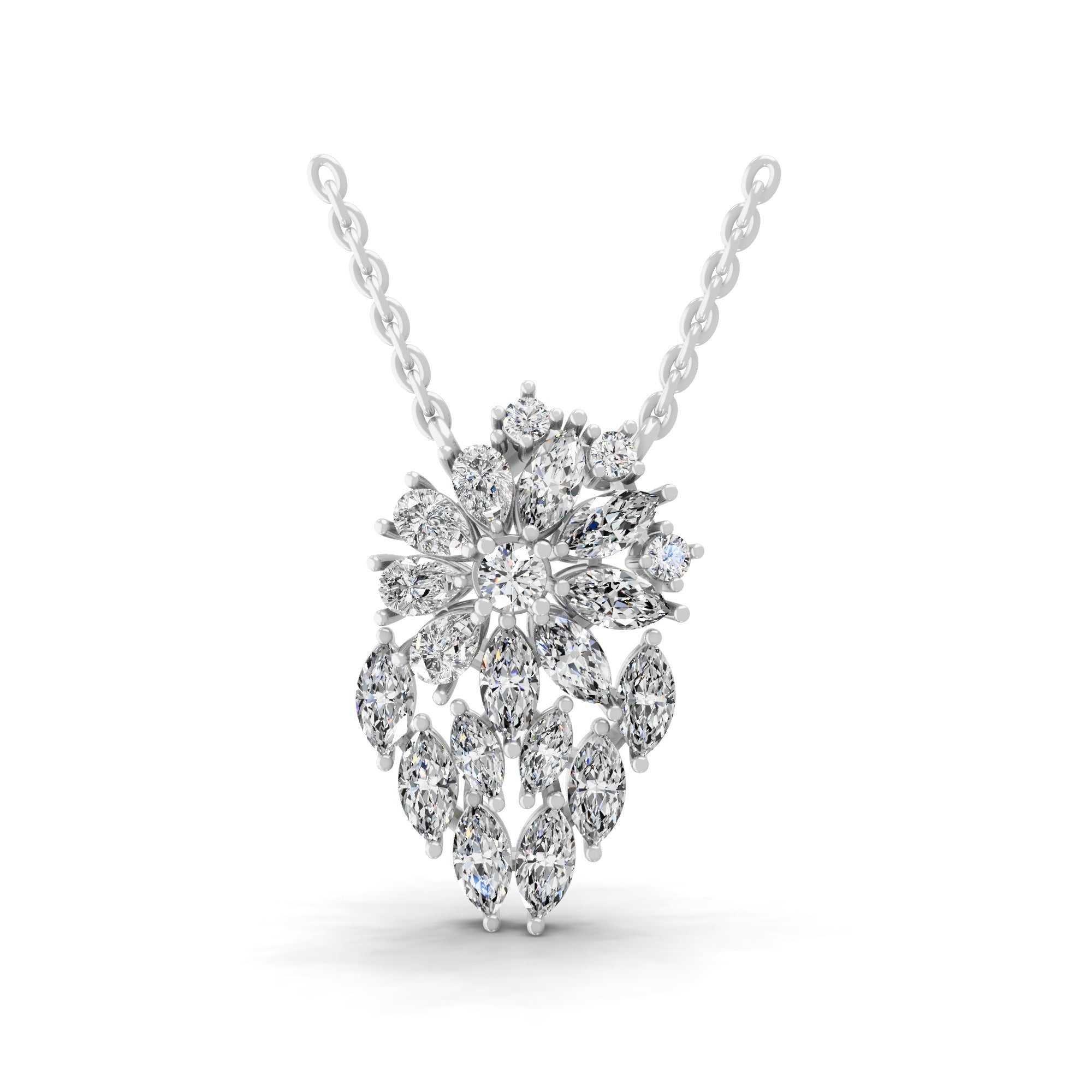 Halo Pendant Necklace 14K Fine Gold Lab Grown Diamond 2.70Ct