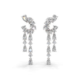 Lab Grown Diamond 3.16Ct Chandelier Earrings 14K Fine Gold Pear Round Cut