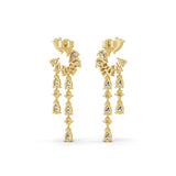 Lab Grown Diamond 3.16Ct Chandelier Earrings 14K Fine Gold Pear Round Cut