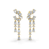 Lab Grown Diamond 3.16Ct Chandelier Earrings 14K Fine Gold Pear Round Cut