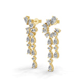 Lab Grown Diamond 3.16Ct Chandelier Earrings 14K Fine Gold Pear Round Cut