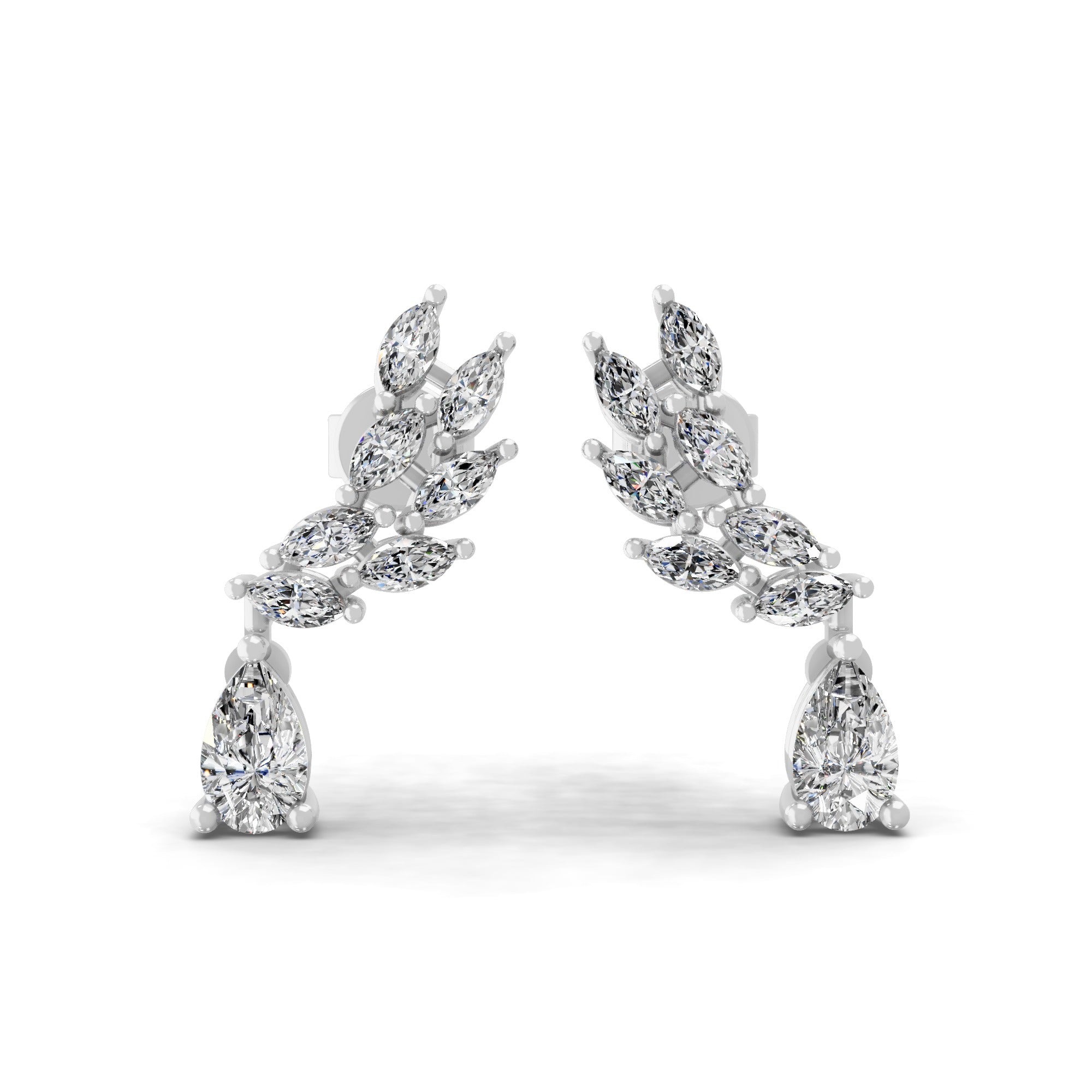 14K Fine Gold 1.31Ct Marquise Pear Lab Grown Diamond Stud Earrings