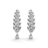 14K Fine Gold Cluster Leaf Dangle Earrings Lab Grown Diamond 4.51Ct