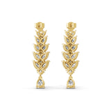 14K Fine Gold Cluster Leaf Dangle Earrings Lab Grown Diamond 4.51Ct