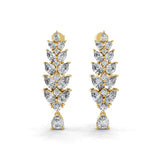 14K Fine Gold Cluster Leaf Dangle Earrings Lab Grown Diamond 4.51Ct