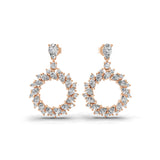 Lab Grown Diamond 14K Fine Gold Aerial Circle Dangle Earrings 2.73Ct