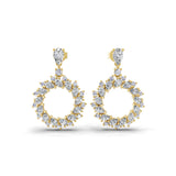 Lab Grown Diamond 14K Fine Gold Aerial Circle Dangle Earrings 2.73Ct