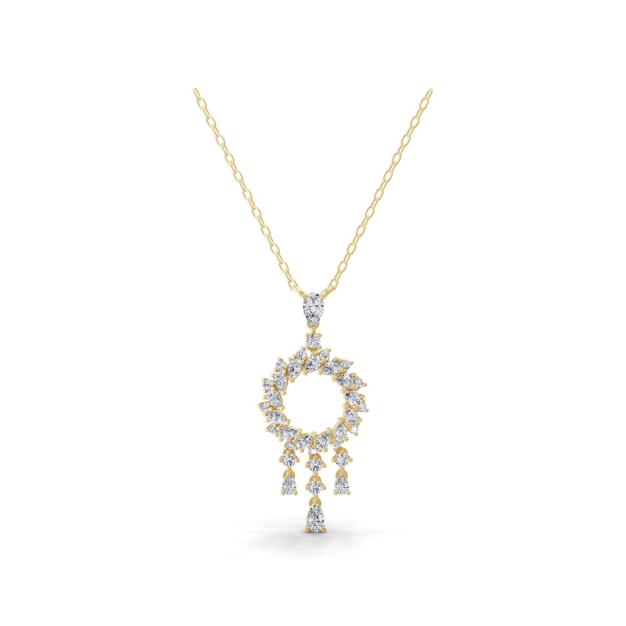 1.78 Ct Pear Round Lab Grown Diamond White Gold Charm Pendant