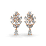 Radiant Cluster Drop Earrings 14K Fine Gold 3.27Ct Lab Grown Diamond