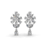 Radiant Cluster Drop Earrings 14K Fine Gold 3.27Ct Lab Grown Diamond