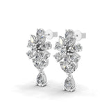 Radiant Cluster Drop Earrings 14K Fine Gold 3.27Ct Lab Grown Diamond