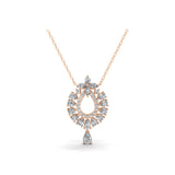 Multi Stone Open Teardrop Pendant Necklace 14K Fine Gold Lab Grown Diamond