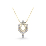 Multi Stone Open Teardrop Pendant Necklace 14K Fine Gold Lab Grown Diamond