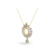 Multi Stone Open Teardrop Pendant Necklace 14K Fine Gold Lab Grown Diamond