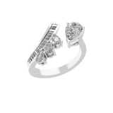Baguette Pear Cut Lab Grown Diamond 1.83Ct 14K Fine Gold Ring