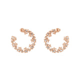 Lab Grown Diamond Trilogy Round curve Hoop Earrings 14K Fine Gold 3.68Ct