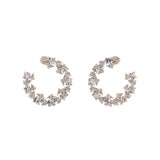 Lab Grown Diamond Trilogy Round curve Hoop Earrings 14K Fine Gold 3.68Ct