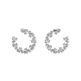 Lab Grown Diamond Trilogy Round curve Hoop Earrings 14K Fine Gold 3.68Ct