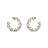 Lab Grown Diamond Trilogy Round curve Hoop Earrings 14K Fine Gold 3.68Ct