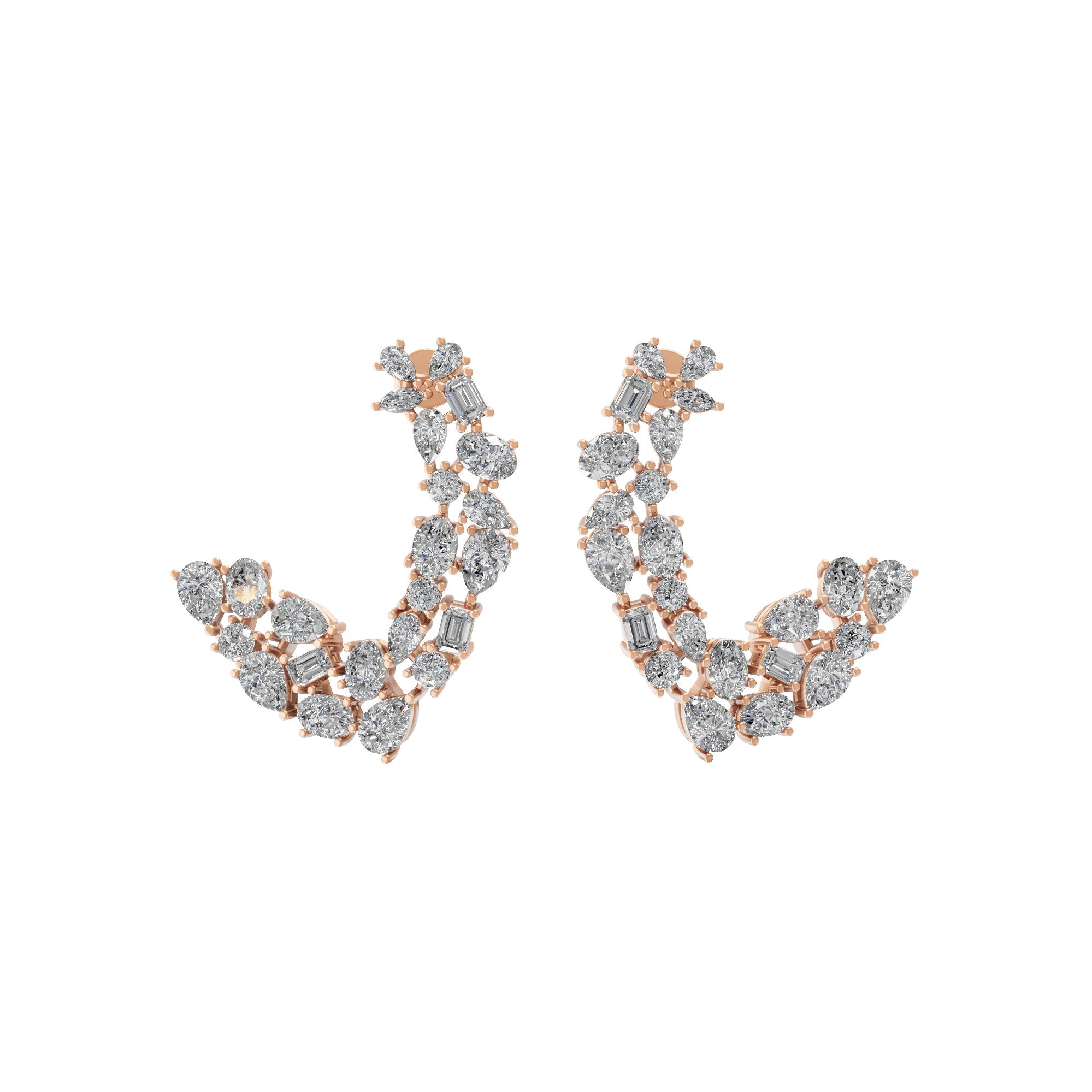 14K Fine Gold Minimalistic Hoop Lab Grown Diamond 4.95Ct Earrings