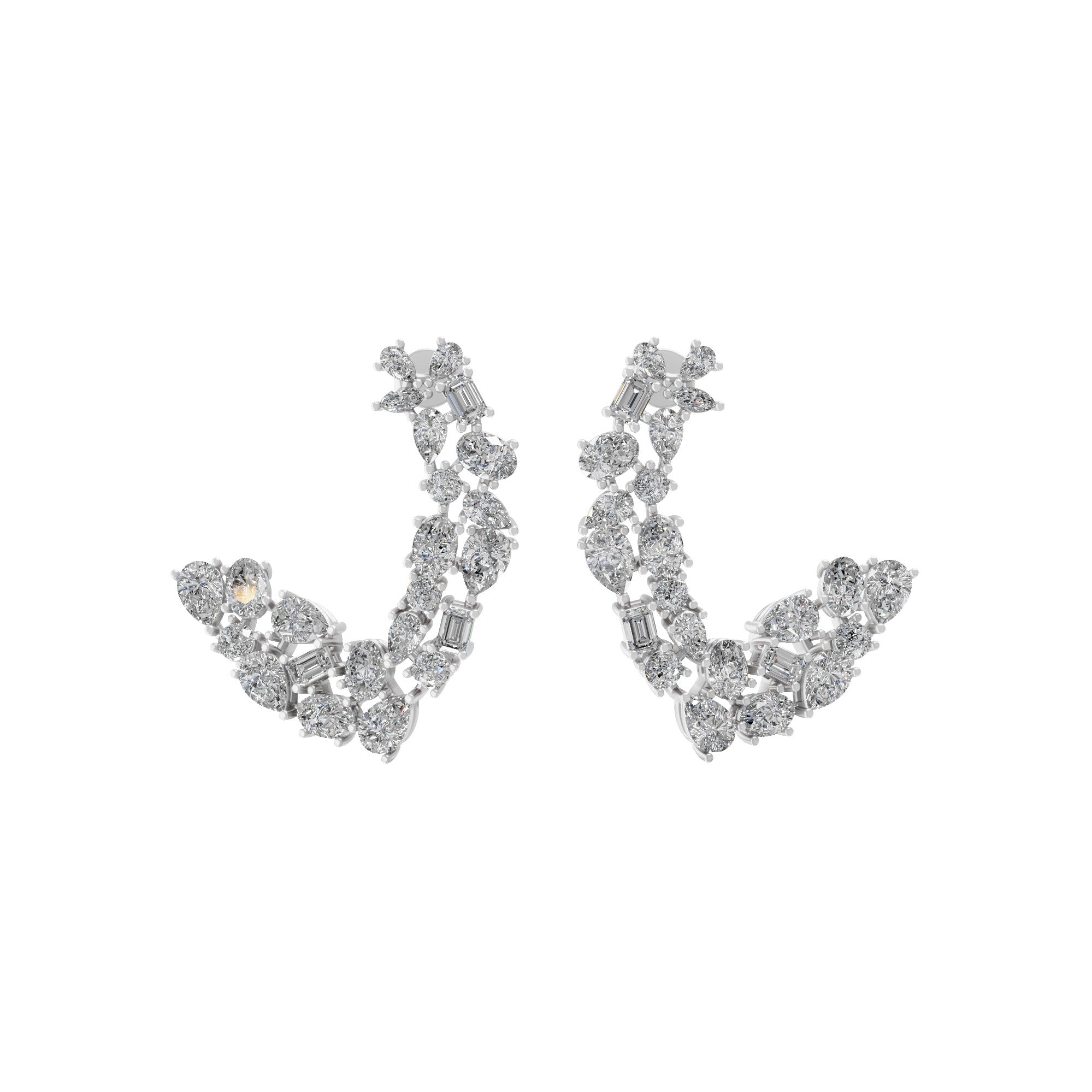 14K Fine Gold Minimalistic Hoop Lab Grown Diamond 4.95Ct Earrings