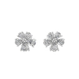 Lab Grown Diamond 0.66Ct Flower Cluster Stud Earrings 14K Fine Gold