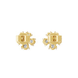 Lab Grown Diamond 0.66Ct Flower Cluster Stud Earrings 14K Fine Gold