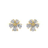 Lab Grown Diamond 0.66Ct Flower Cluster Stud Earrings 14K Fine Gold