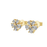 Lab Grown Diamond 0.66Ct Flower Cluster Stud Earrings 14K Fine Gold