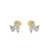 Trio of Pear Cut Lab Grown Diamond 0.39Ct Stud Earrings 14K Fine Gold