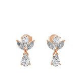 Marquise Cut Cluster Studded Drop Earrings Lab Grown Diamond 1.23Ct 14K Gold