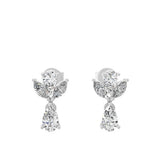 Marquise Cut Cluster Studded Drop Earrings Lab Grown Diamond 1.23Ct 14K Gold