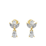 Marquise Cut Cluster Studded Drop Earrings Lab Grown Diamond 1.23Ct 14K Gold
