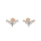 Push Back Closures Stud Earrings Lab Grown Diamond 0.75Ct 14k Fine Gold