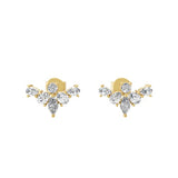 Push Back Closures Stud Earrings Lab Grown Diamond 0.75Ct 14k Fine Gold