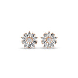 14K Fine Gold Bloomed Stud Earrings Lab Grown Diamond 2.32Ct