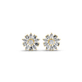 14K Fine Gold Bloomed Stud Earrings Lab Grown Diamond 2.32Ct
