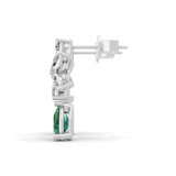 1.64 TCW Pear Emerald Lab Grown Multi Shape Diamond White Gold Stud Earring