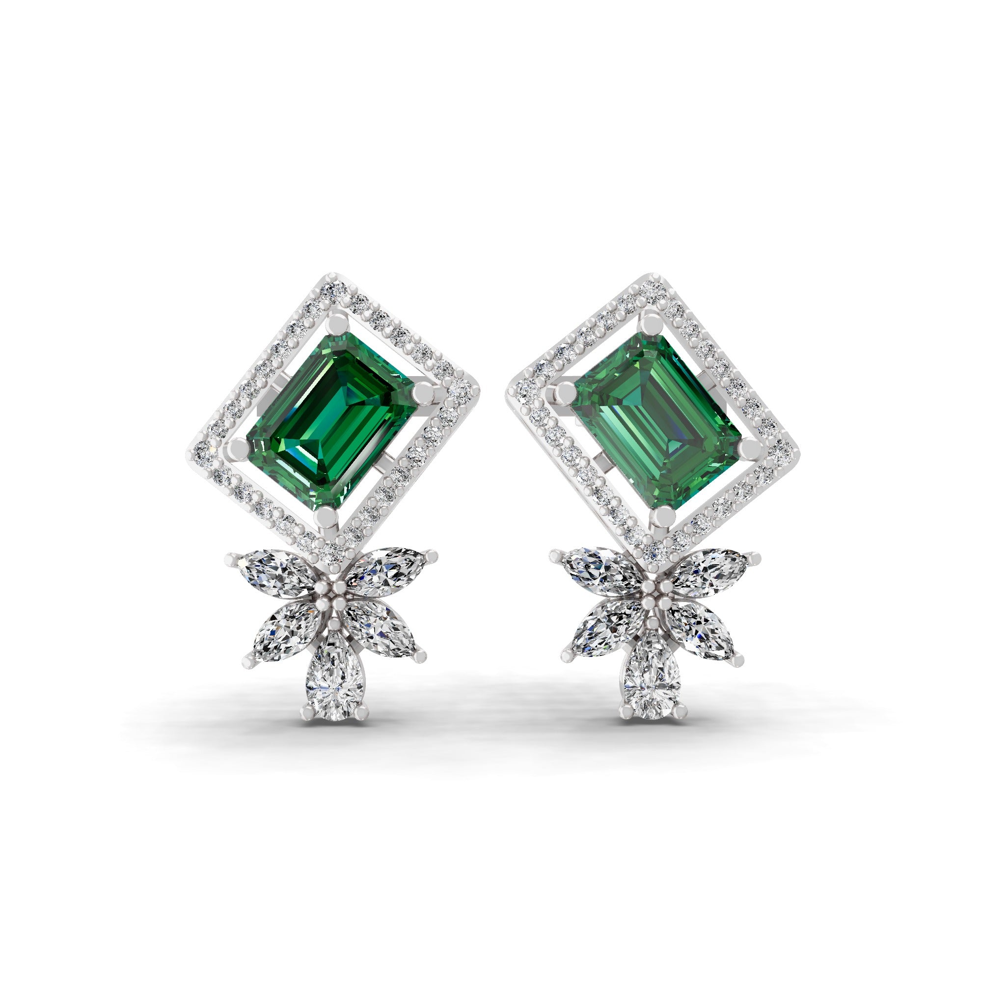 1.65 TCW Lab Grown Multi Shape Diamond Yellow Gold Stud Earring