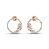 Lab Grown Diamond 1.91Ct Circle Floral Cluster Earrings 14K Fine Gold