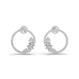 Lab Grown Diamond 1.91Ct Circle Floral Cluster Earrings 14K Fine Gold